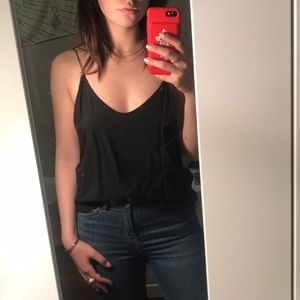 BRANDY MELVILLE Black Spaghetti strap Cropped Tank